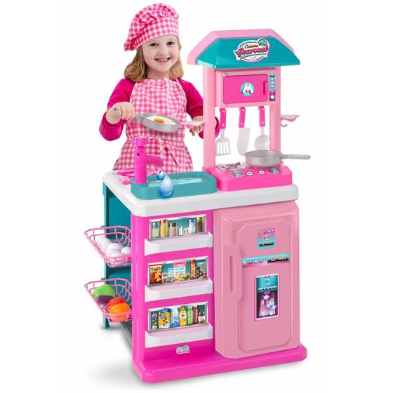 Imagem de Cozinha Gourmet Infantil Completa Rosa Sai Água Magic Toys 8016