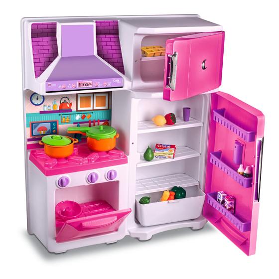 Cozinha Grande Completa Maxi Top Kitchen Faz de Conta Brinquedo Comidas ...