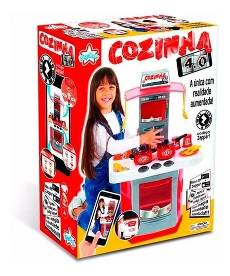 Imagem de Cozinha Infantil 4.0 Classic Kit Com Fogão Pia Geladeira Bigstar 16 Peças 68cm de Altura