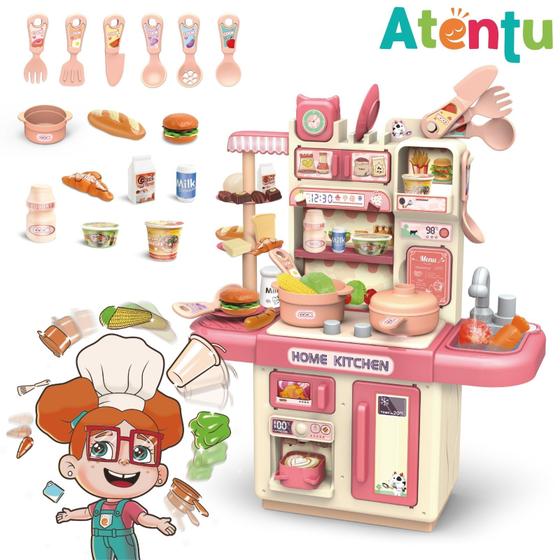 Cozinha Infantil Brinquedo 33 Acessórios com Luz Torneirinha sai Água