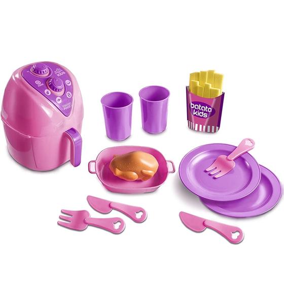 Imagem de Cozinha Infantil Brinquedo Fritadeira Air Fryer Rosa Menina