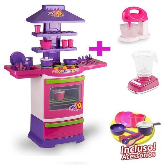 Imagem de Cozinha Infantil Brinquedo infantil Poliplac com Batedeira e Liquidificador