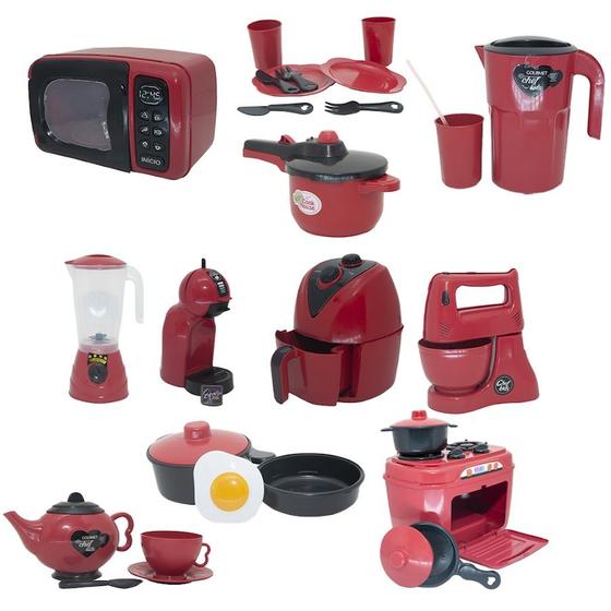 Imagem de Cozinha Infantil Chef Vermelho Air Fryer Microondas 28pç