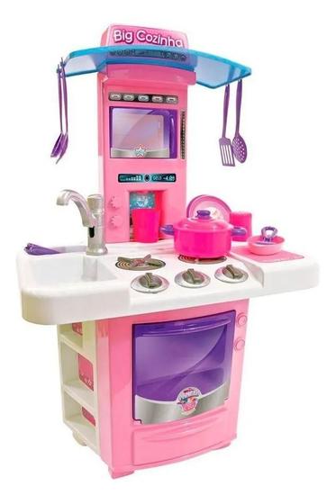 Imagem de Cozinha Infantil Classic Kit Com Fogão Pia Geladeira Bigstar 16 Peças 68cm de Altura 630