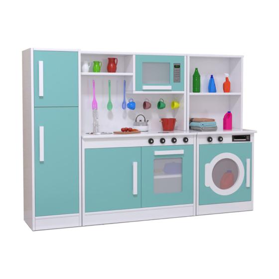 Imagem de Cozinha Infantil Com Geladeira + Maquina de Lavar Menta