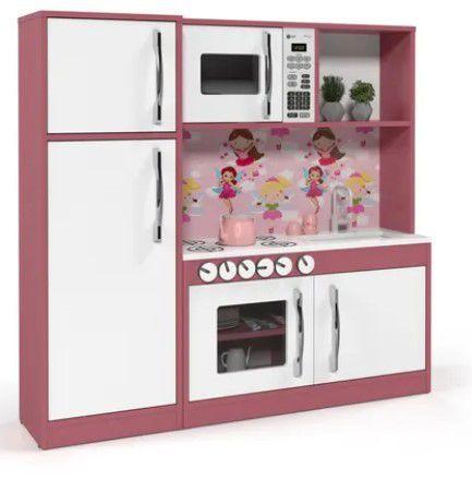 Cozinha Infantil com Refrigerador Diana em MDF Menor preço em Cozinha Infantil com Refrigerador Diana em MDF