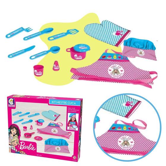 Cozinha Infantil Completa Barbie Panelinhas 15 Acessorios - Cotiplás Imagem de Cozinha Infantil Completa Barbie Panelinhas 15 Acessorios