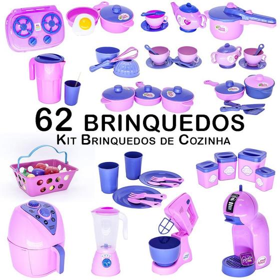 Imagem de Cozinha Infantil Completa Eletro Jogo Panela Mercadinho 62pç