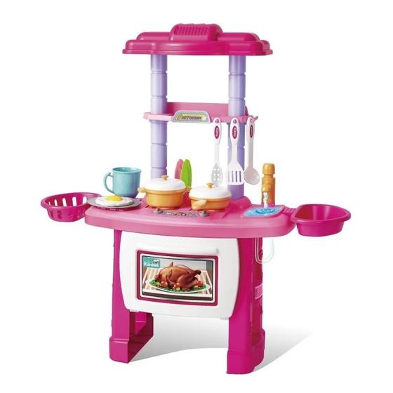 Imagem de Cozinha infantil completa meninas fashion sai água com som e + 30 acessorios divertidos 