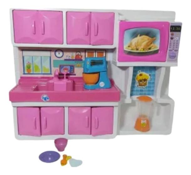 Imagem de Cozinha Infantil Completa Rosa Pia Sai Agua Grande