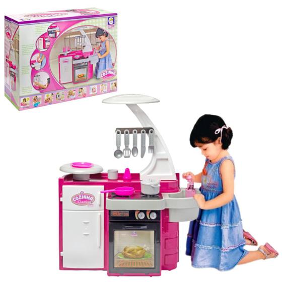 Imagem de Cozinha Infantil De Brinquedo Classic Menina Grande Completa Fogão Pia Geladeia Brinquedos Cotiplás