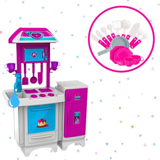 Imagem de Cozinha Infantil De Brinquedo Com Acessórios Grande Completa  Sai Água De Verdade Brinquedos Magic Toys