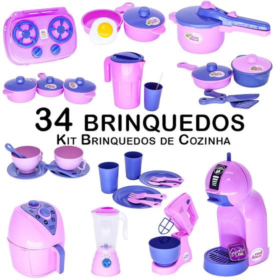 Imagem de Cozinha Infantil Eletro Jogo de Panela Copo Jarra Prato 34pç