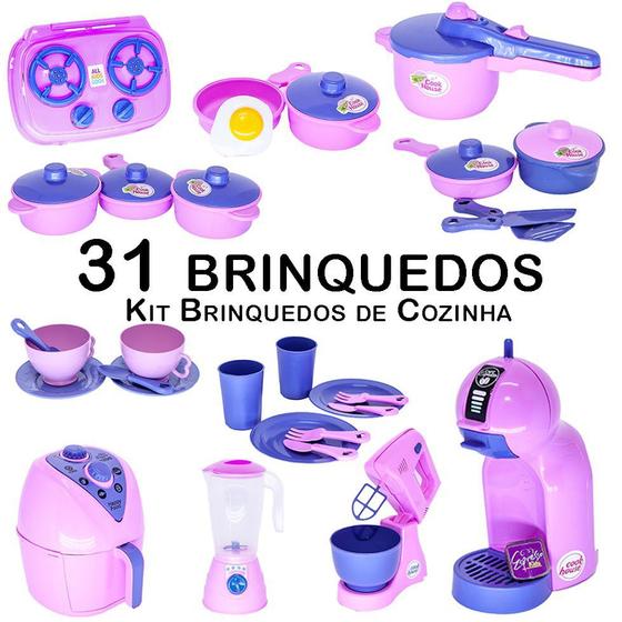 Imagem de Cozinha Infantil Eletro Jogo de Panela  Xícara Prato 31pç