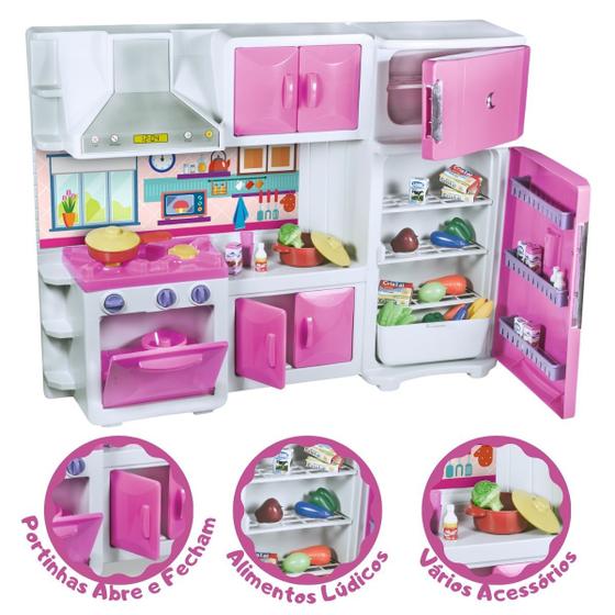 Cozinha infantil grande maxi house rosa com fogão geladeira panelinhas e acessorios Menor preço em Cozinha infantil grande maxi house rosa com fogão geladeira panelinhas e acessorios