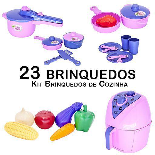 Imagem de Cozinha Infantil Jogo de Panela Air Fryer Prato Copo 23pç