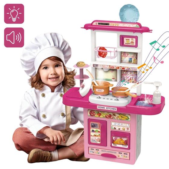 Cozinha Infantil Kit Brinquedo Completo com Acessórios Sai Água e Som