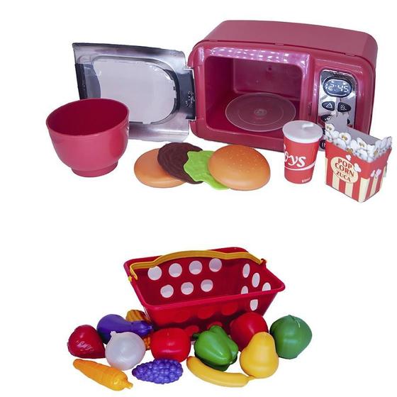 Imagem de Cozinha Infantil Kit Menino Eletro Mercado Fruta 18 Peças