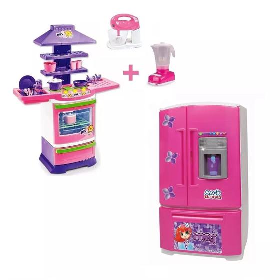 Imagem de Cozinha infantil menina acessorios kit geladeira inverse