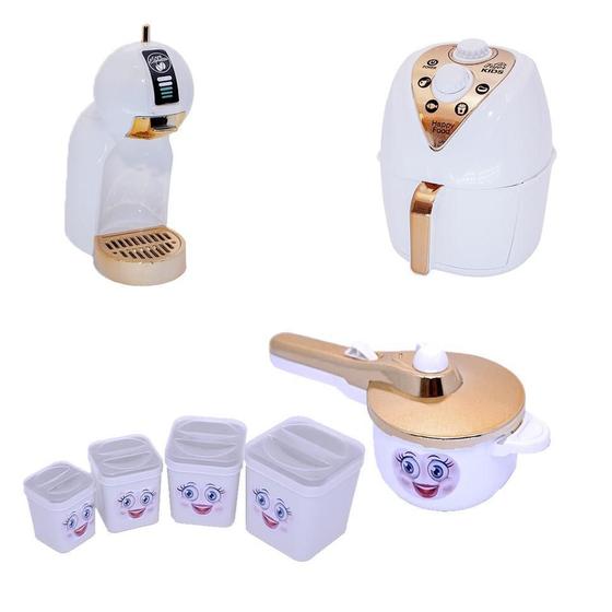 Imagem de Cozinha Infantil Menina Brinquedo Kit Panela 7 Peças