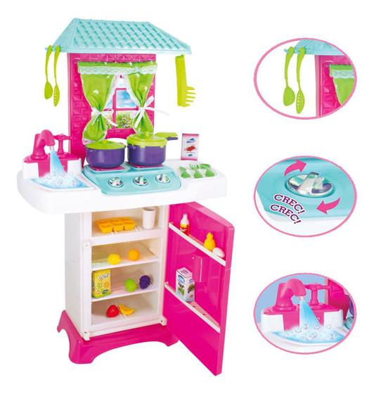 Cozinha Infantil Menina Completa Fogão Grande 74Cm Geladeira Menor preço em Cozinha Infantil Menina Completa Fogão Grande 74Cm Geladeira