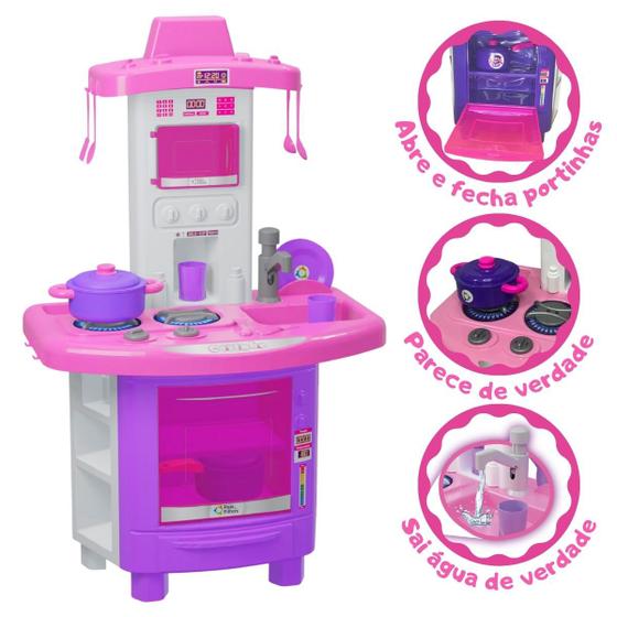 Cozinha Infantil Menina Completa Pia Fogão Forno Sai Água Menor preço em Cozinha Infantil Menina Completa Pia Fogão Forno Sai Água