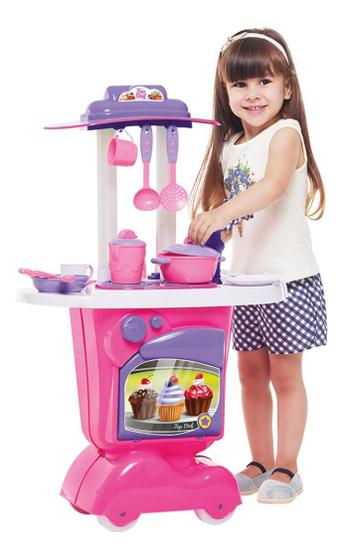 Imagem de Cozinha Infantil Menina Completa Pia Sai Água C/ Forno Brinquedo