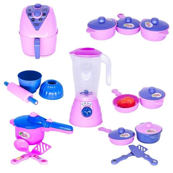 Imagem de Cozinha Infantil Menina Jogo Panela Eletro Forminhas 18Pç