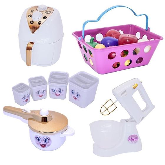 Imagem de Cozinha Infantil Menina Kit Brinquedo Potinhos 20 Peças