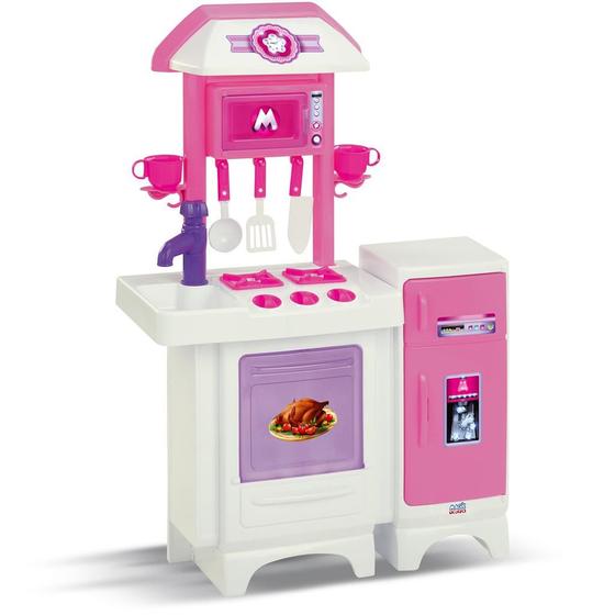 Imagem de Cozinha Infantil Rosa Pia Forno Fogao Geladeira - Magic Toys