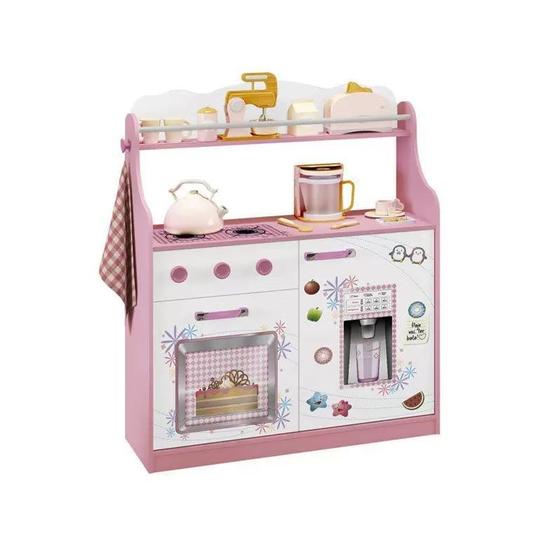 Imagem de Cozinha Infantil Rosa Porta Brinquedos Kitchen Móveis Estrela