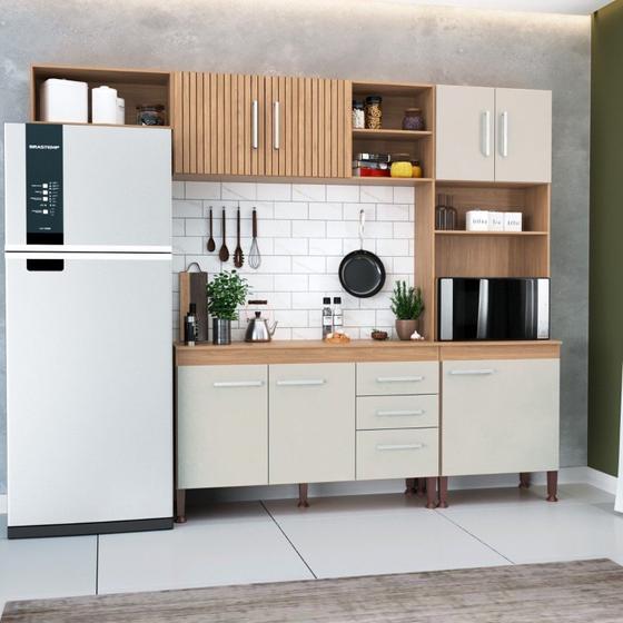 Imagem de Cozinha Isabelle 8 Portas 2 Gavetas 2400 X 1990 X 390 MEL / OFF WHITE