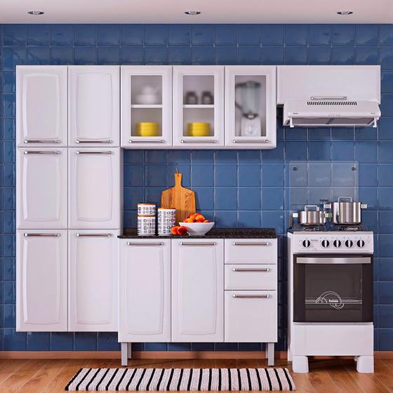 Imagem de Cozinha Itatiaia Luce Compacta 4 Pecas 3 Vidros Branco Paneleiro Armario Aereo Gabinete  