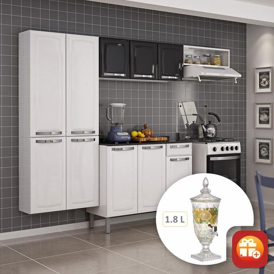 Imagem de Cozinha Itatiaia Rose Compacta 4 Pecas Preto e Gabinete Branco (com Suqueira Diamond 1,8L)