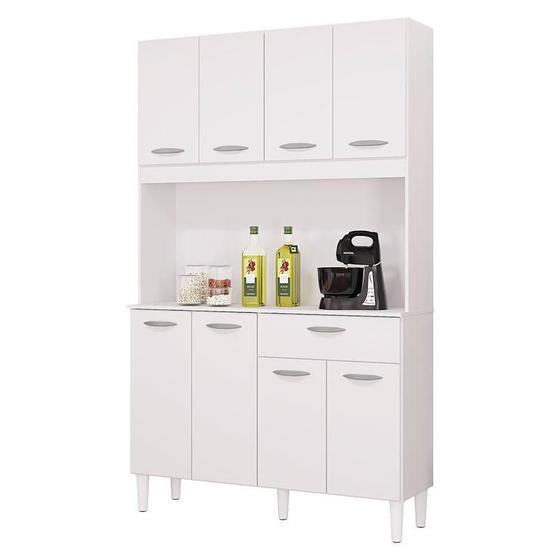 Cozinha Kit Cassia 8 Portas Branco - Poquema Menor preço em Cozinha Kit Cassia 8 Portas Branco - Poquema