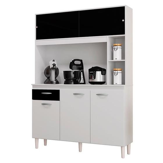 Imagem de Cozinha Kit Duda 120 cm Branco Preto - Poquema