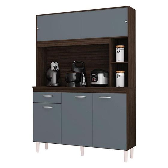 Cozinha Kit Duda 120 cm Chocolate Cinza Platinum Poquema Menor preço em Cozinha Kit Duda 120 cm Chocolate Cinza Platinum Poquema