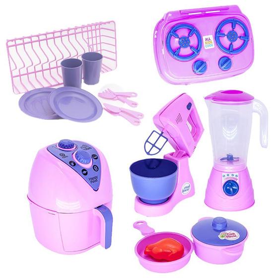 Imagem de Cozinha Menina Brinquedo Fogão Air Fryer Liquidificador 16p