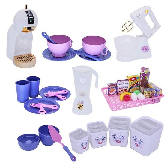 Imagem de Cozinha Menina Brinquedo Infantil Comidas Louça 36 Peças