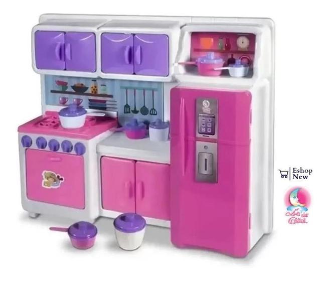 Imagem de Cozinha Menina Infantil Serve Para Barbie Fogão E Geladeira