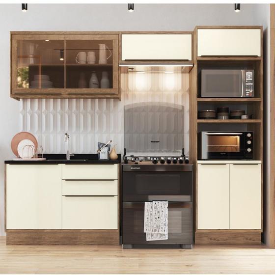 Imagem de Cozinha Modulada 4 Peças 7 Portas 3 Gavetas com Divisor de Talheres 1 Nicho para Forno Viena