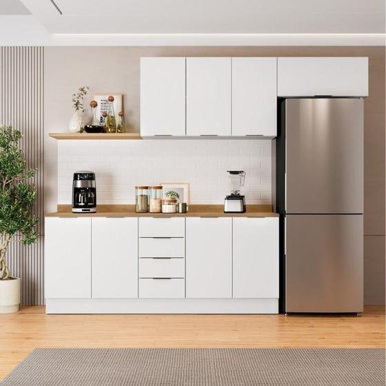 Imagem de Cozinha Modulada 4 Peças com Tampo 2 Aéreos e 2 Balcões Ipanema CabeCasa MadeiraMadeira