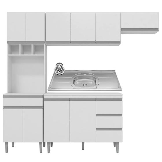 Imagem de Cozinha Modulada 5 Peças Balcão com Pia 120cm Andréia Branco - AJL Móveis