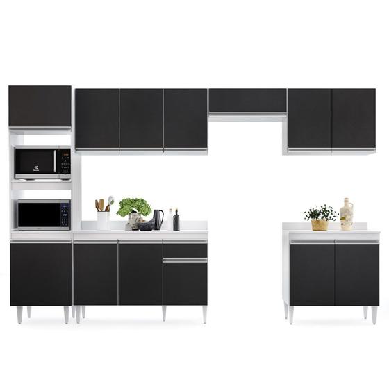 Imagem de Cozinha Modulada 6 Módulos Composição 8 Branco/Preto - Lumil Móveis