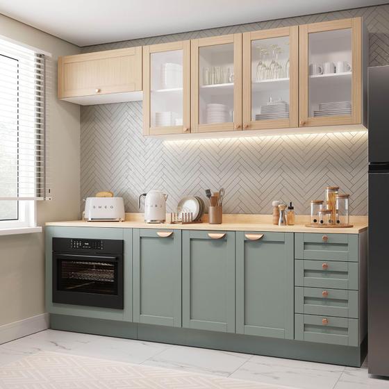 Cozinha Modulada 6 Peças com Tampo 3 Aéreos 3 Balcões Arizona Cabecasa Madeiramadeira Menor preço em Cozinha Modulada 6 Peças com Tampo 3 Aéreos 3 Balcões Arizona Cabecasa Madeiramadeira