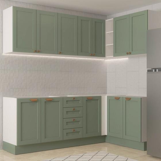 Imagem de Cozinha Modulada 6 Peças sem Tampo 3 Armários Aéreos e Nichos, 3 Balcões Cabecasa Madeiramadeira