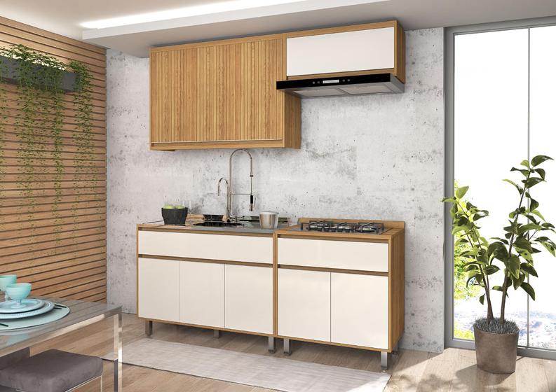 Imagem de Cozinha Modulada Agata 4 Peças Freijó/OffWhite Resistente