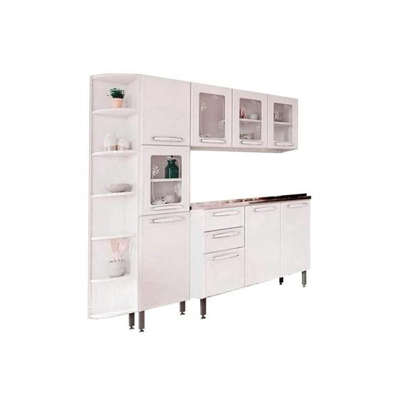 Imagem de Cozinha Modulada Bertolini Evidence 4 Peças (1 Armário + 1 Balcão + 1 Paneleiro + 1 Complemento) C4P47 Branco
