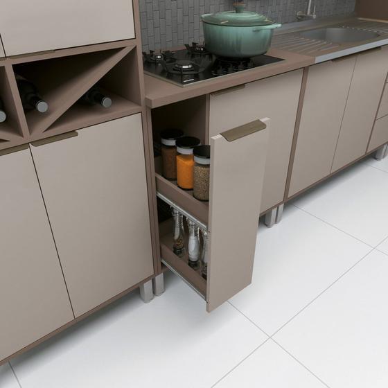 Cozinha Modulada Completa 6 Peças com Vidro Fumê Bela Lorena Damasco Niágara - Megasul Menor preço em Cozinha Modulada Completa 6 Peças com Vidro Fumê Bela Lorena Damasco Niágara - Megasul