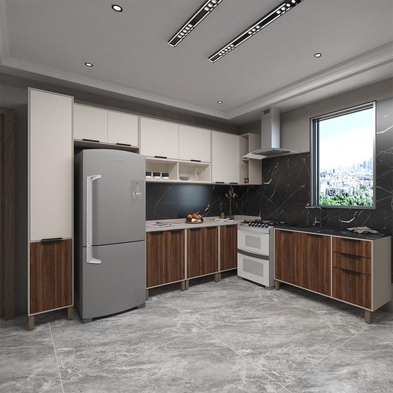 Imagem de Cozinha Modulada Completa 8 Peças com Tampos e sem Pia Stylo Luciane Móveis
